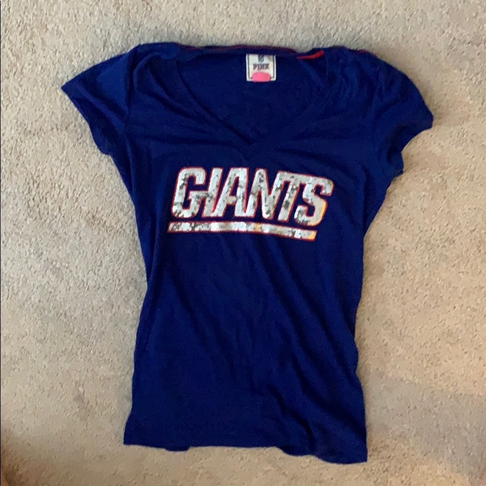 NY Giants PINK short sleeve glitter shirt